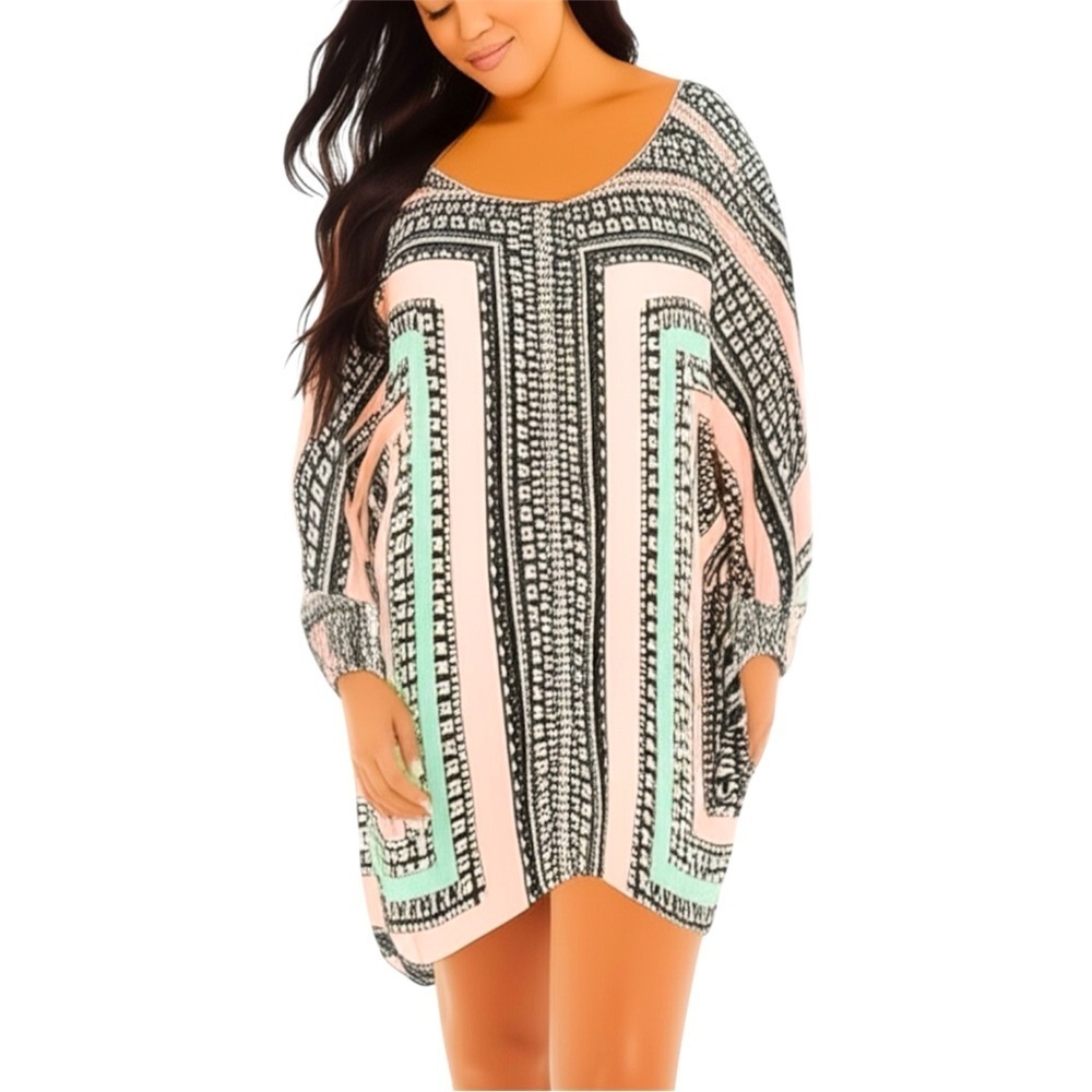 Glam Geometric Tunic Blouse Polyester Large